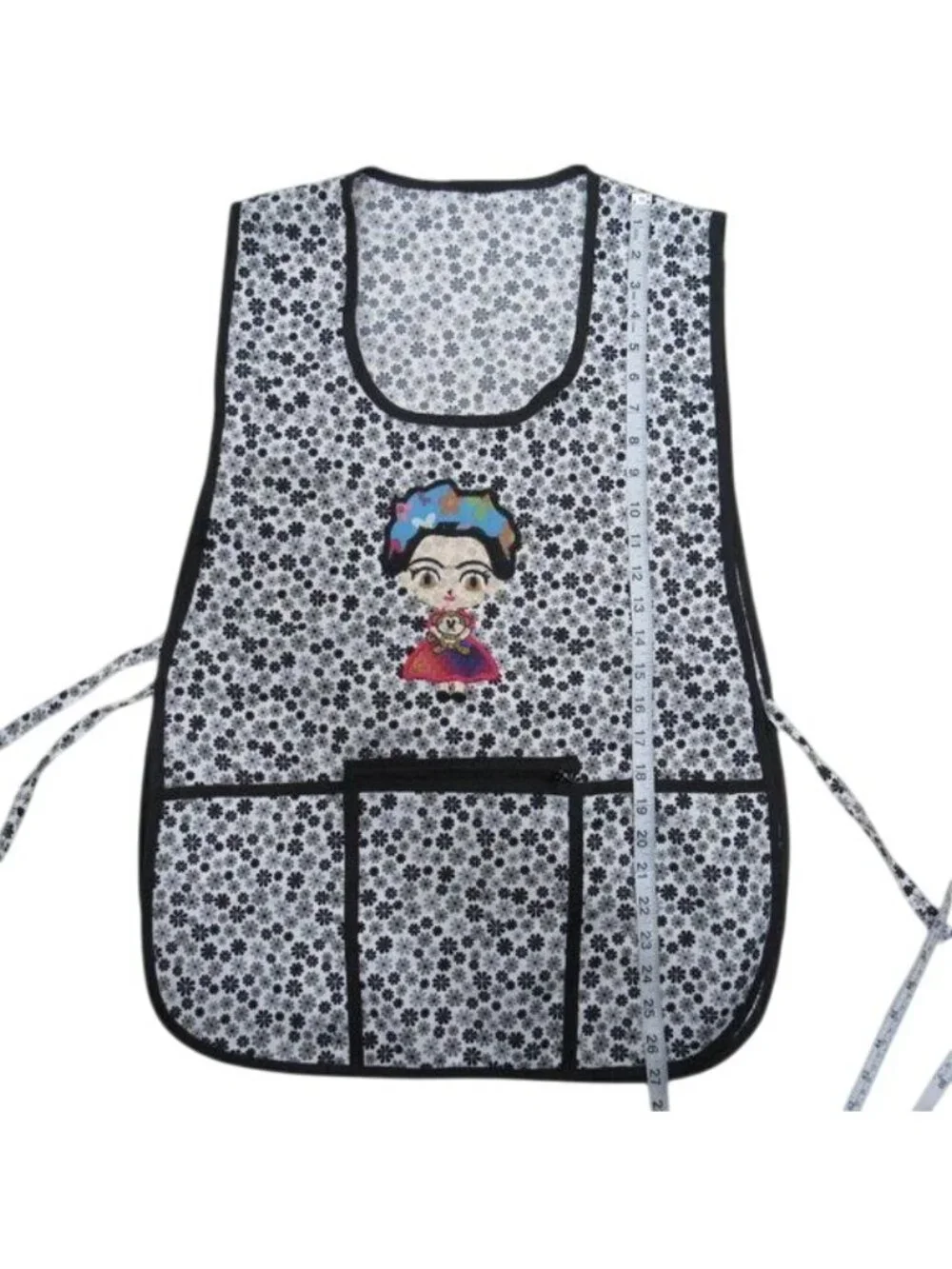 Craft Apron Mexican Artisan Little Frida Embroidered -One Size-zippered pocket - Picture 6 of 7